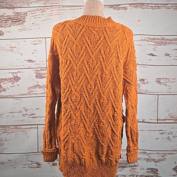 Free People Montana Cable Cardigan Pumpkin Orange Size XS - Picture 3 of 7